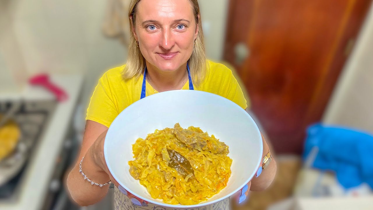 MEU MARIDO ADORA ESTE PRATO DA UCRÂNIA! Kapusta - Тушина капуста repolho com carne e creme de leite