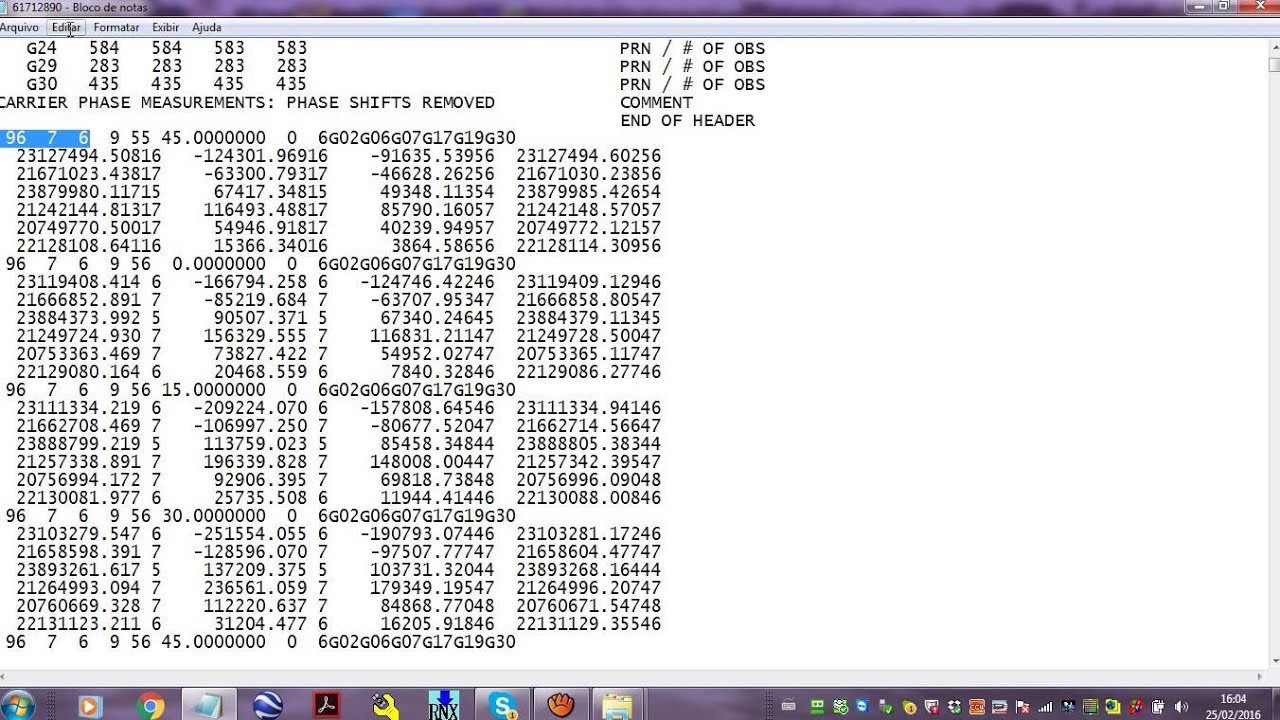 ALTERANDO DATA RINEX