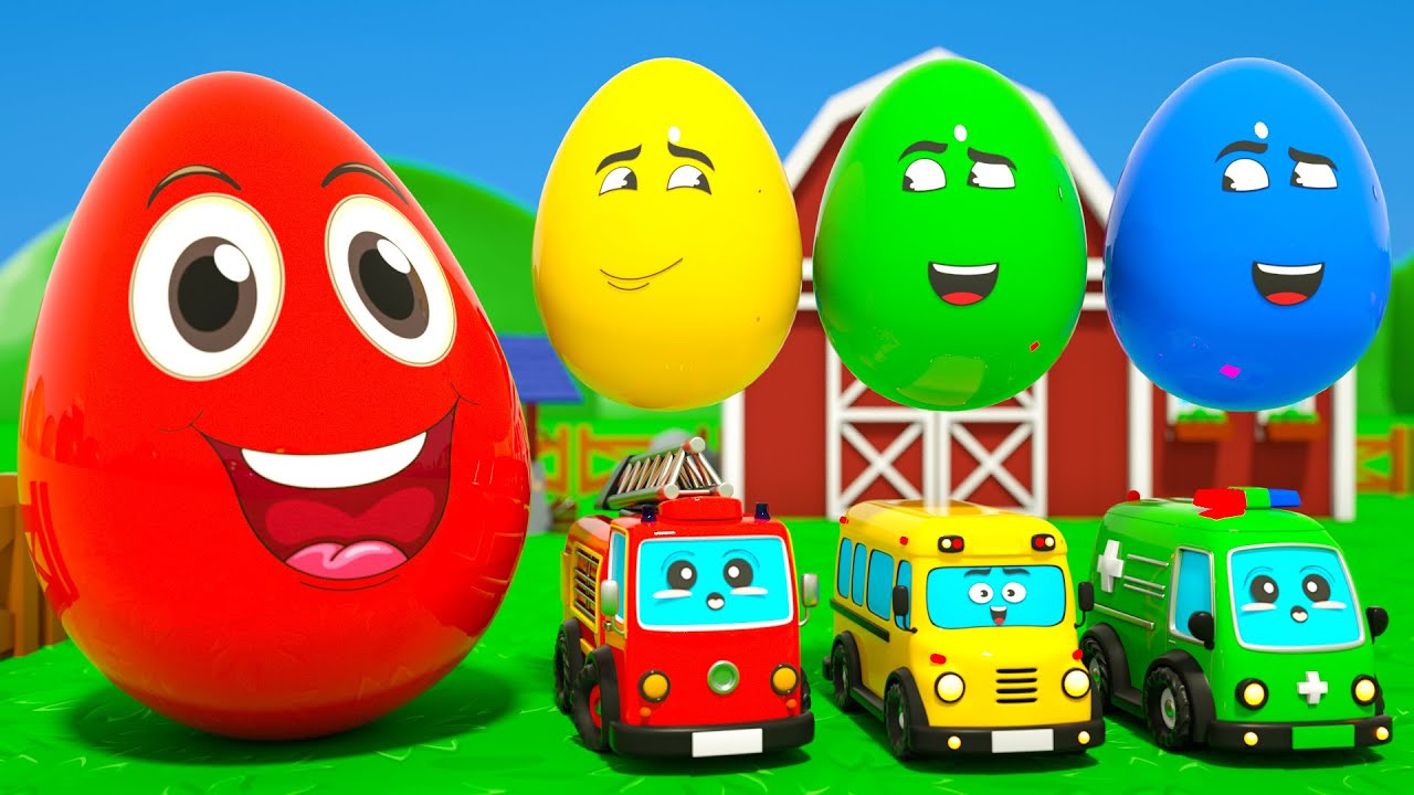 Surprise Eggs + Wheels on the Bus song | Explore Colorful Surprise Eggs | Kids Songs