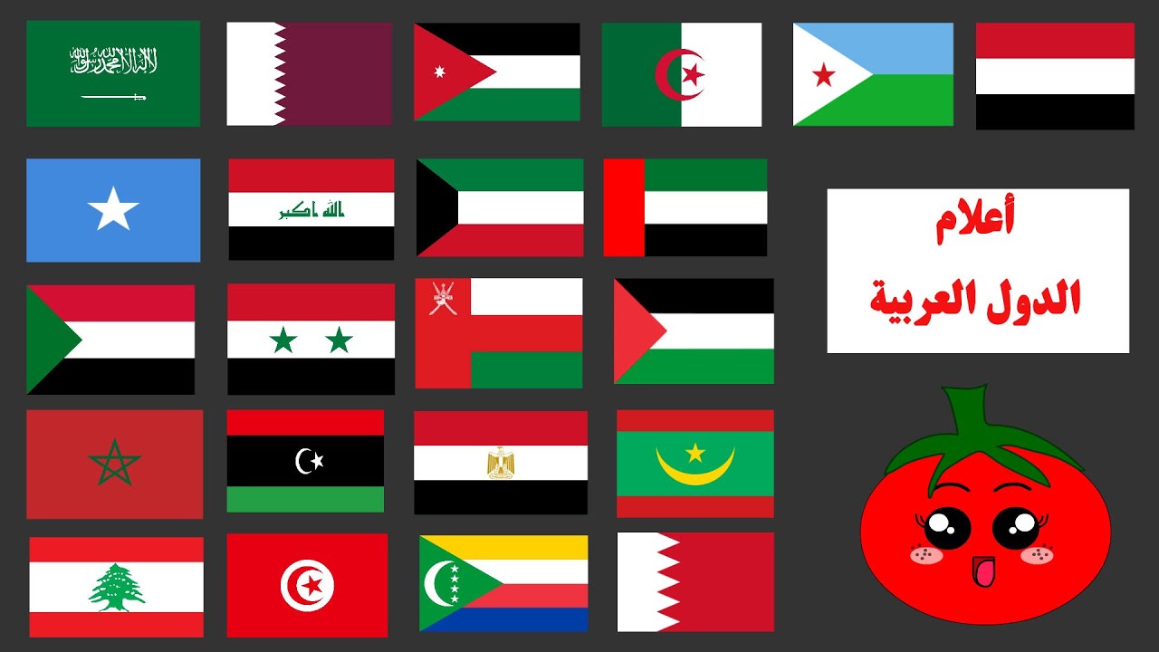 تعليم  أسماء الدول العربية للأطفال - أعلام الدول العربية - البلدان العربية - رسم أعلام الدول العربية