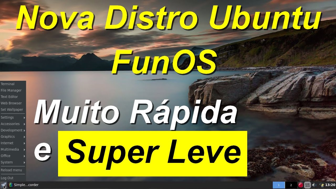 FunOS Distro Linux baseda no Ubuntu 22.04. Muito rápida e leve. Entrou na live com apenas 213 MB.