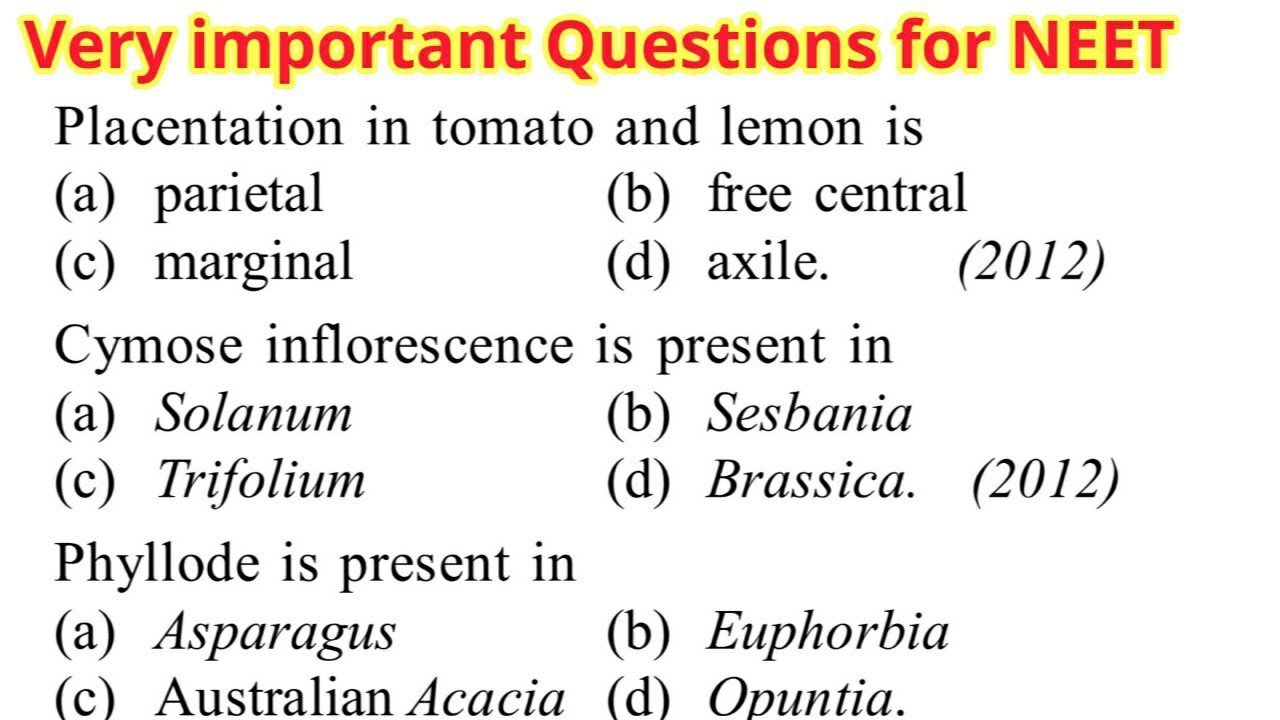 very important questions for NEET 2021 || Morphology of flowering plants