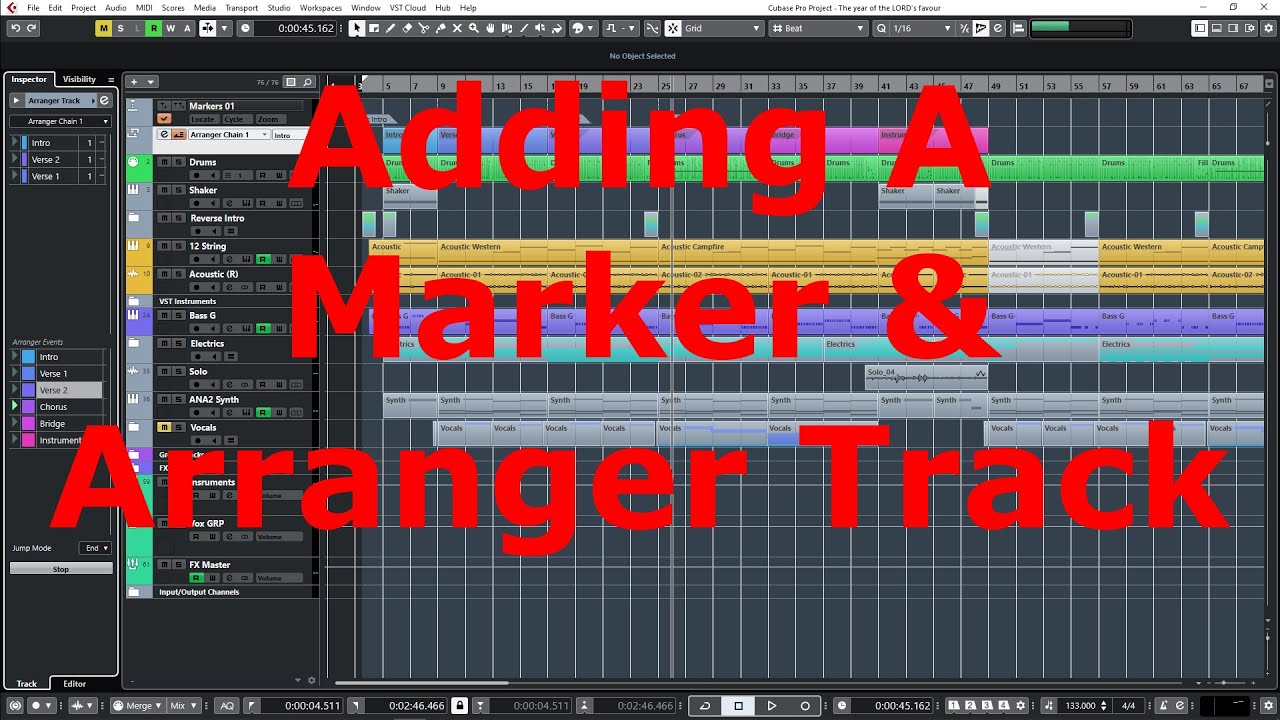 Adding Marker & Arranger Tracks in Cubase