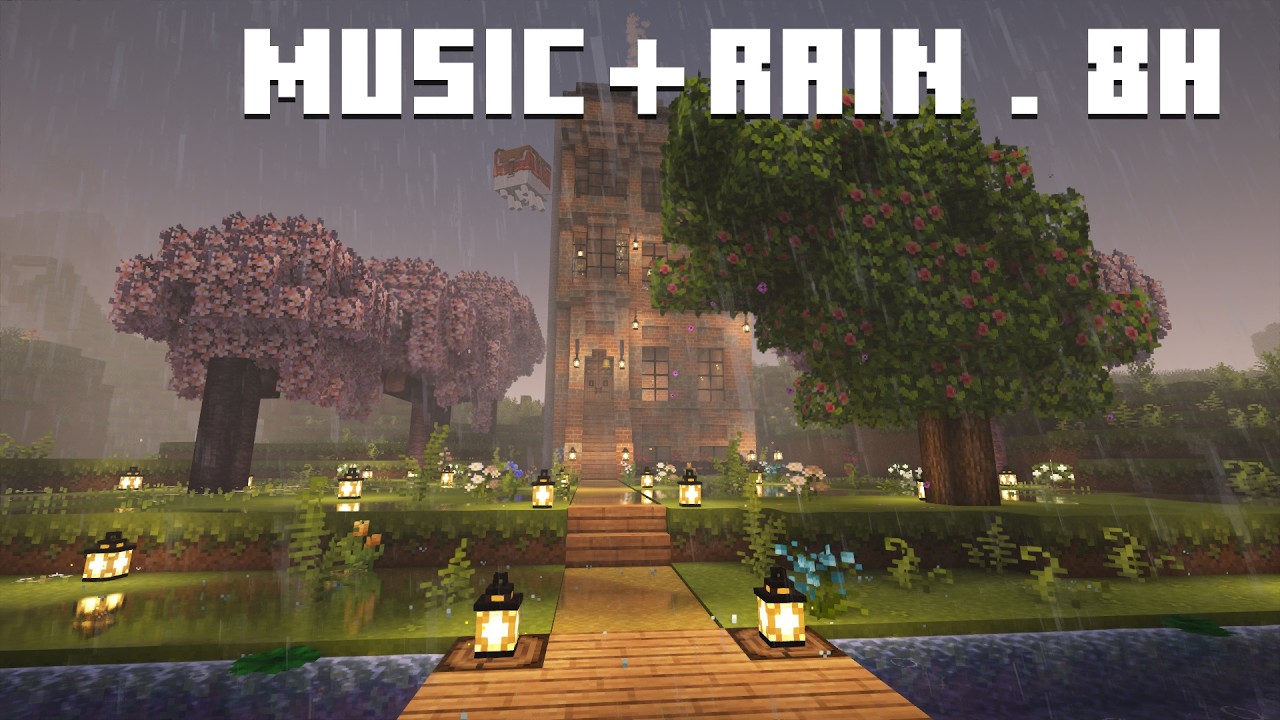 🌧️ Relaxing Minecraft Music + Rain Sounds – 8 Hours for Studying & Sleeping 💤