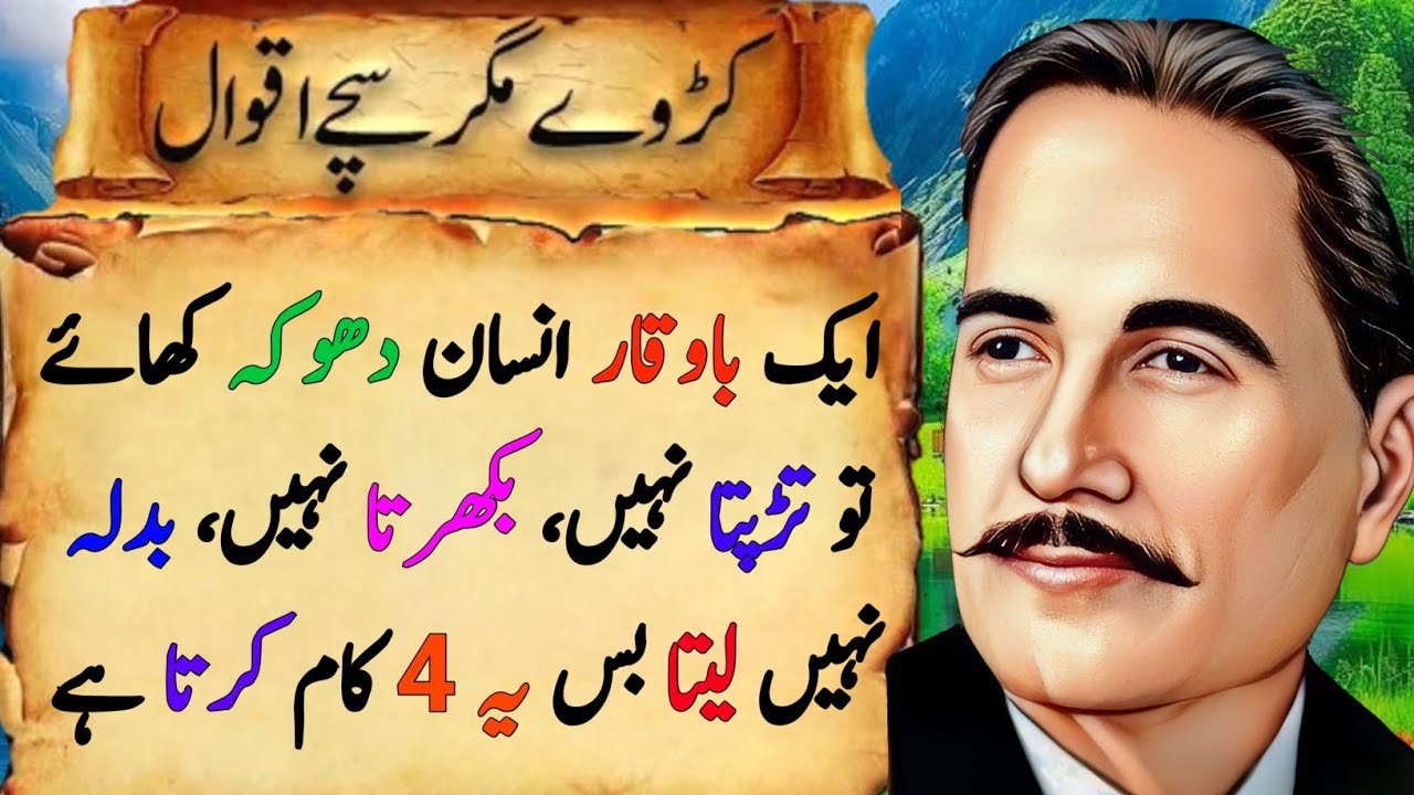 Bawaqar Insaan Dhoke Ke Baad Yeh 4 Kaam Karta Hai -  Quotes in Urdu - Iqbal Quotes - Urdu Saying