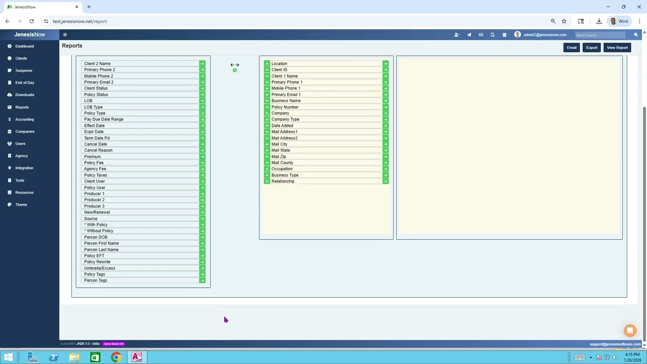 JenesisNow - Filter by Tags on Client and Policy Reports