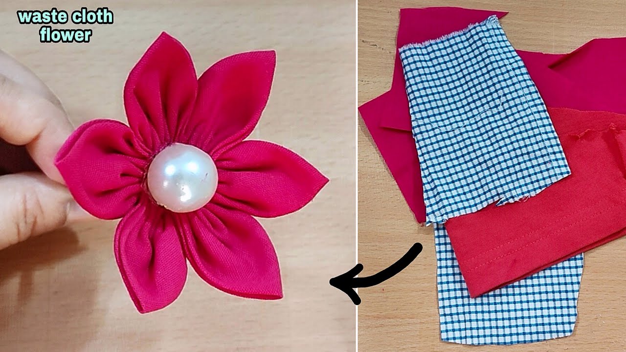 Super Easy Flower using Waste Old Clothes - Fabric Flower Making - DIY flower out of waste