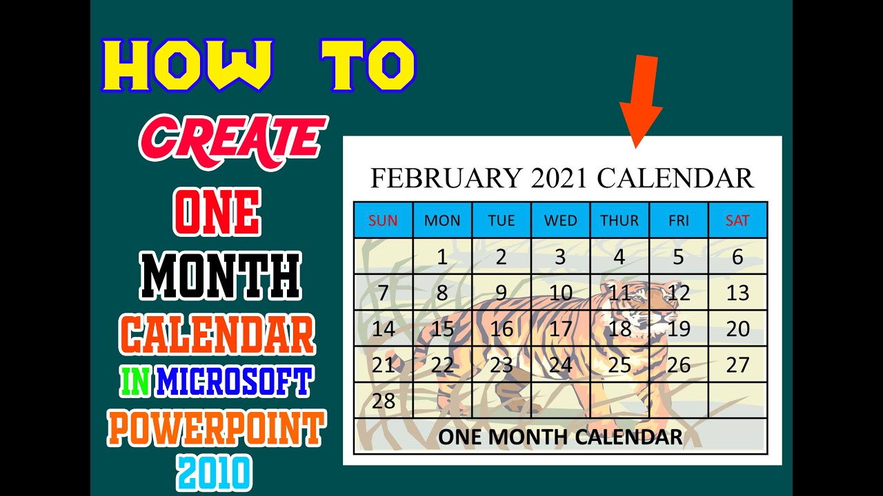 How to create one month calendar in Microsoft PowerPoint 2010