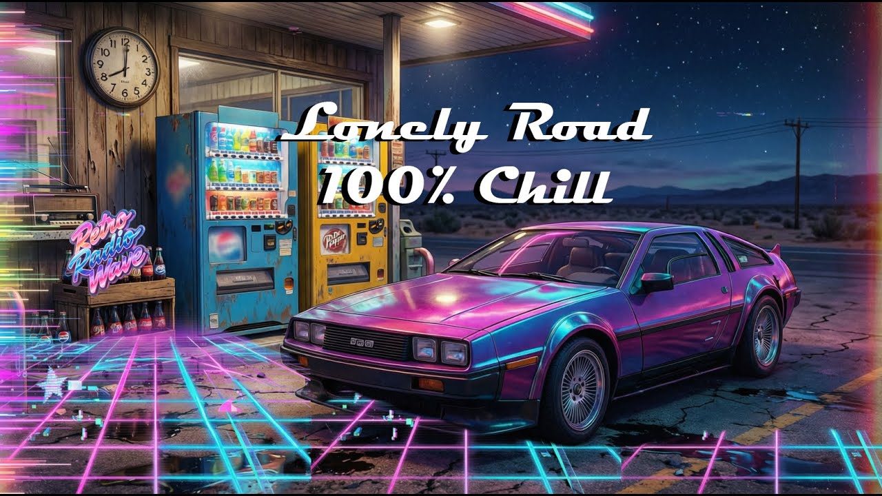 Midnight Desert Gas Station ⛽ Neon Highway Radio | Night Drive Ambience
