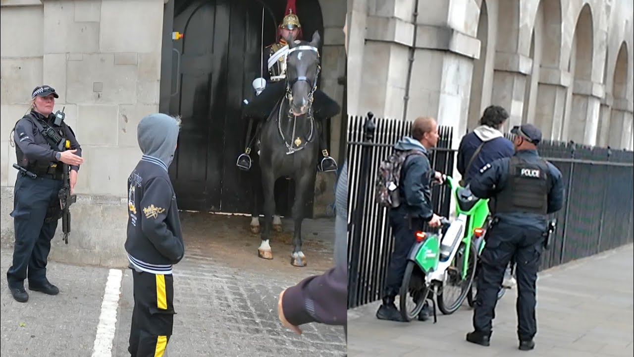 ARMED POLICE CONFRONTS TWO SUSPICIOUS MEN WHO HAVE BEEN STANDING STILL FOR A LONG TIME