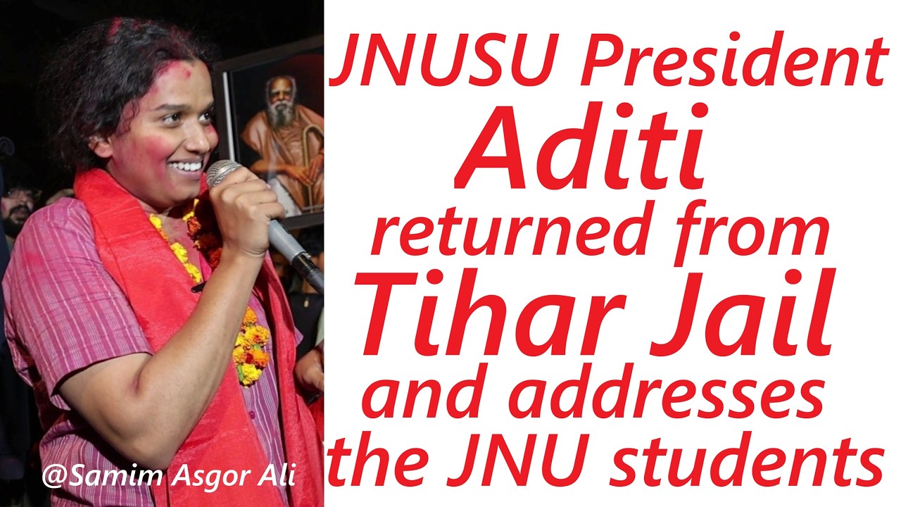 JNUSU President Aditi returned from Tihar Jail & addresses Baba Saheb Ambedkar March