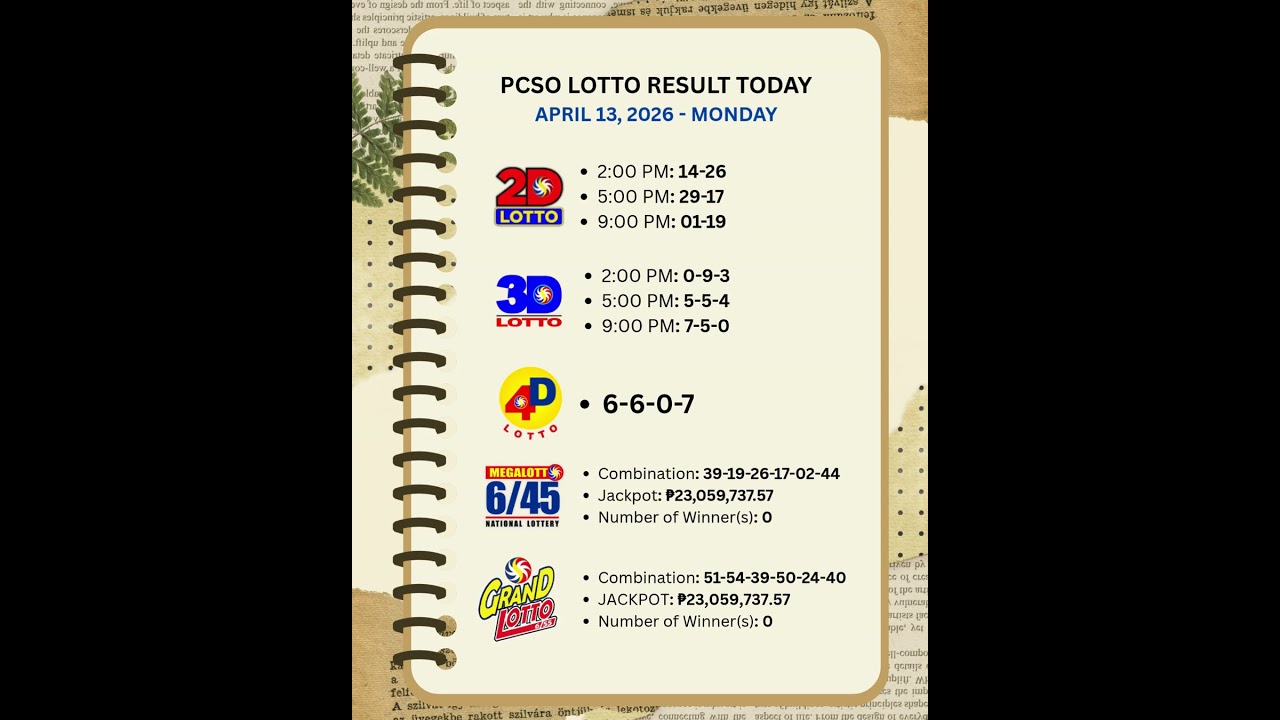 Lotto Result Today 9PM - APRIL 13, 2026 MONDAY  #2dlotto #3Dlotto #lottoresult #lotto