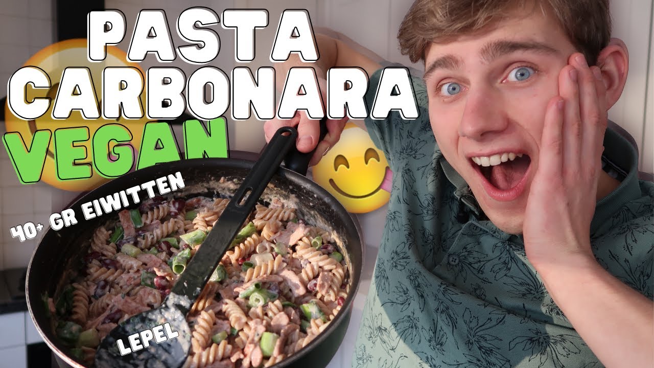 Vegan *EIWITRIJKE* Pasta Carbonara SNEL EN MAKKELIJK! | Koken met Timo