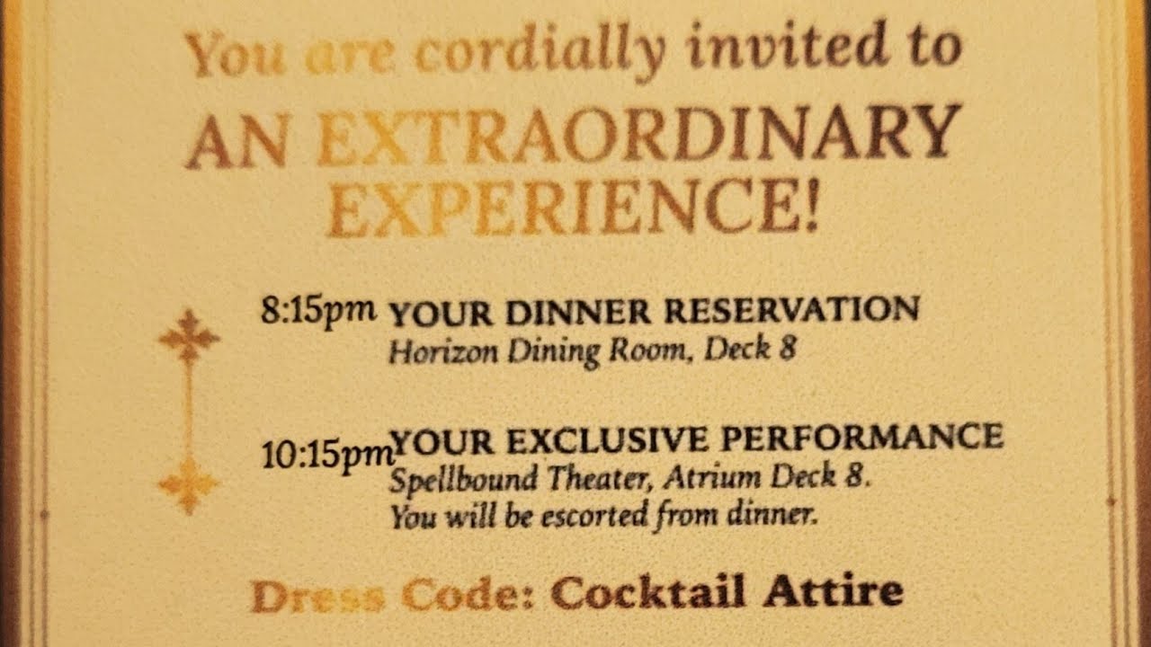 SPELLBOUND by Magic Castle on SUN PRINCESS.   Dinner,  Speakeasy and Show.