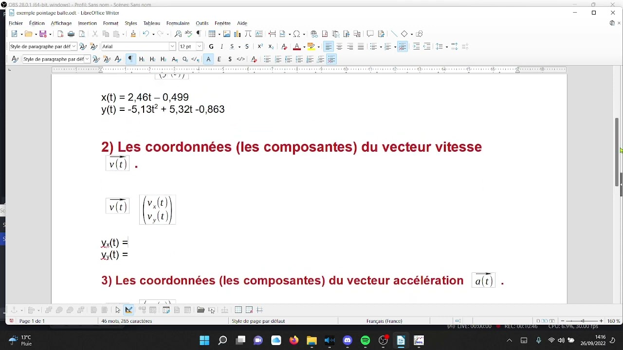 Pointage video sur Regressi