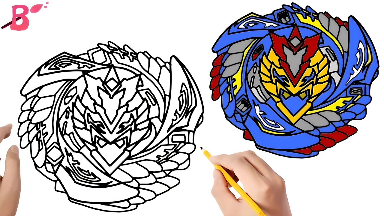 Beyblade Drawing | How to Draw Beyblade ( CHO-Z VALKYRIE ) step by step