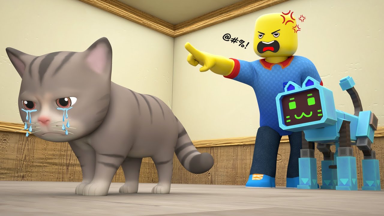 ROBLOX Brookhaven 🏡RP: Поп-кот против робота-кота | Анимация ROBLOX | Pop Roblox
