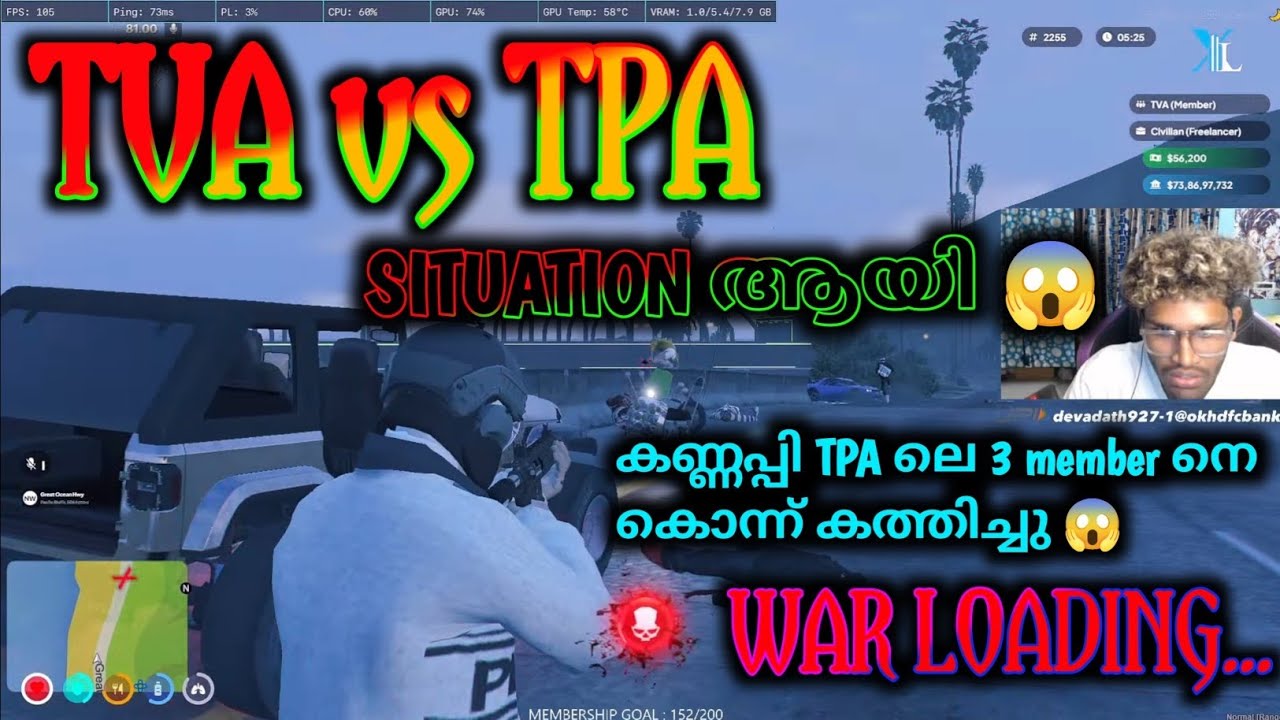 TVA VS TPA SITUATION 😱 കൊന്ന് കത്തിച്ചു 😱 WAR LOADING #eaglegaming #tva #roleplay #gtarp #trending 