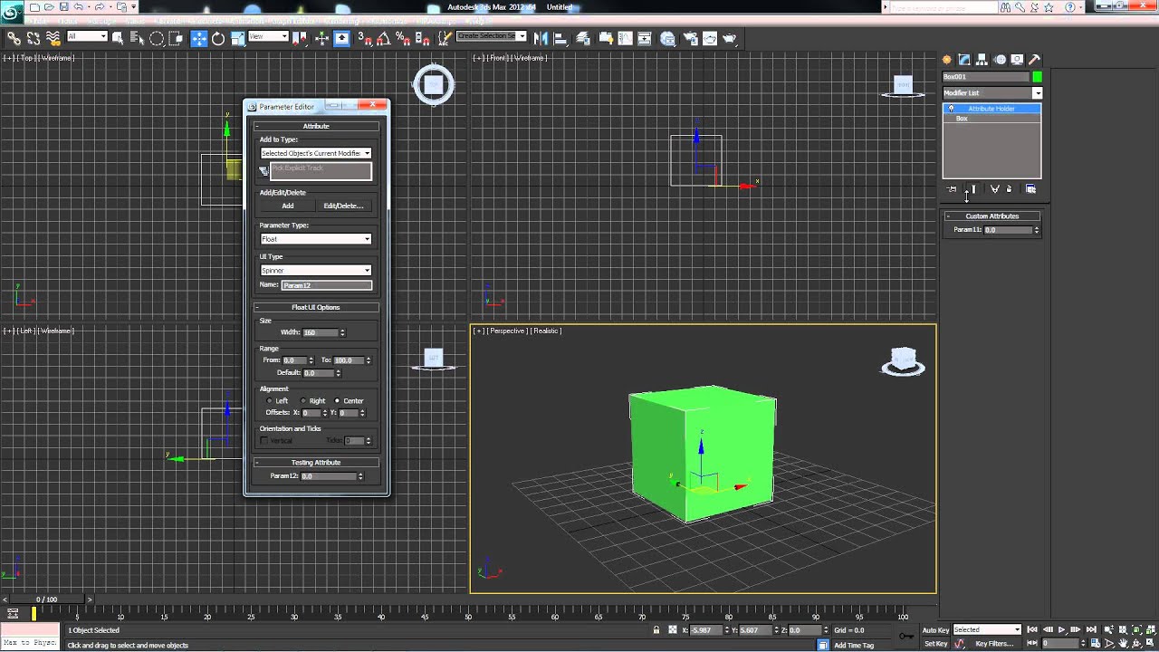3ds max Modeling Custom Attribute Parameters