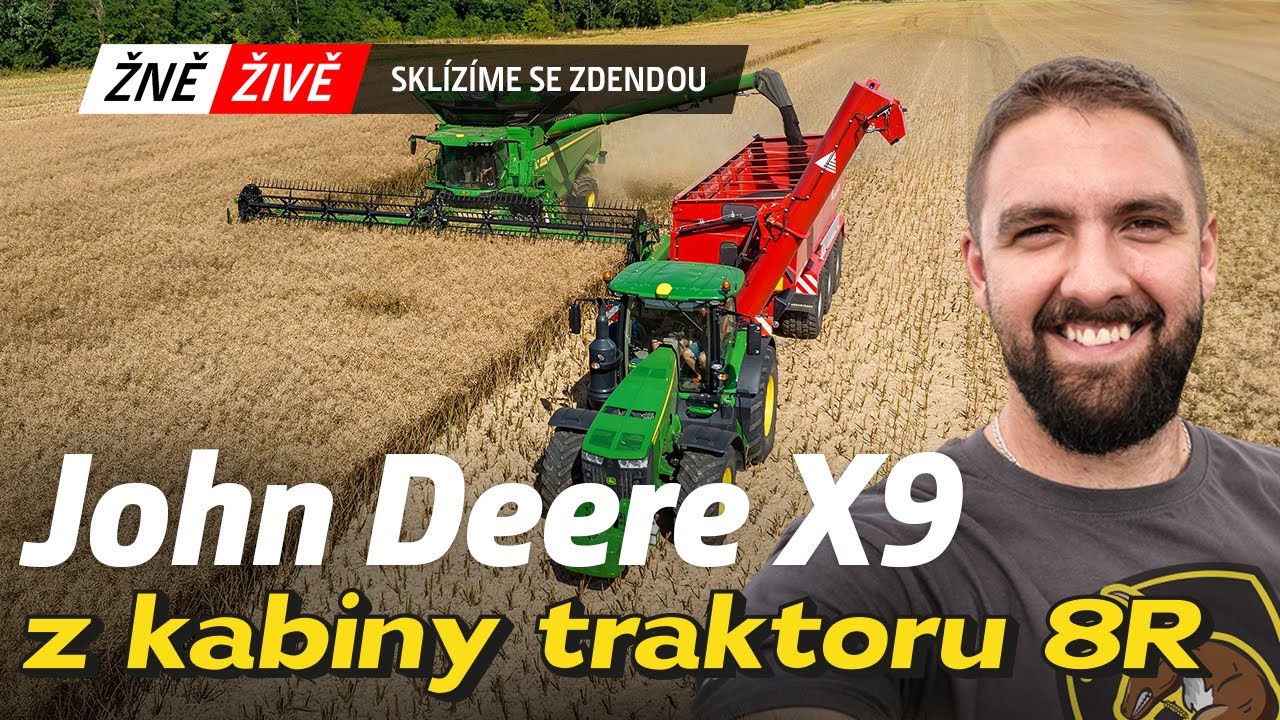 ŽNĚ ŽIVĚ 2023: Sklízíme se Zdendou | John Deere X9 z kabiny traktoru 8R