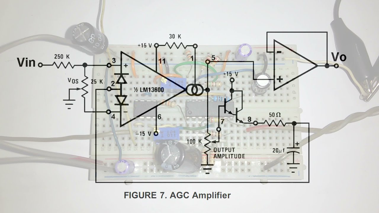 AGC Automatic Gain Control Amplifier from LM13600 Datasheet