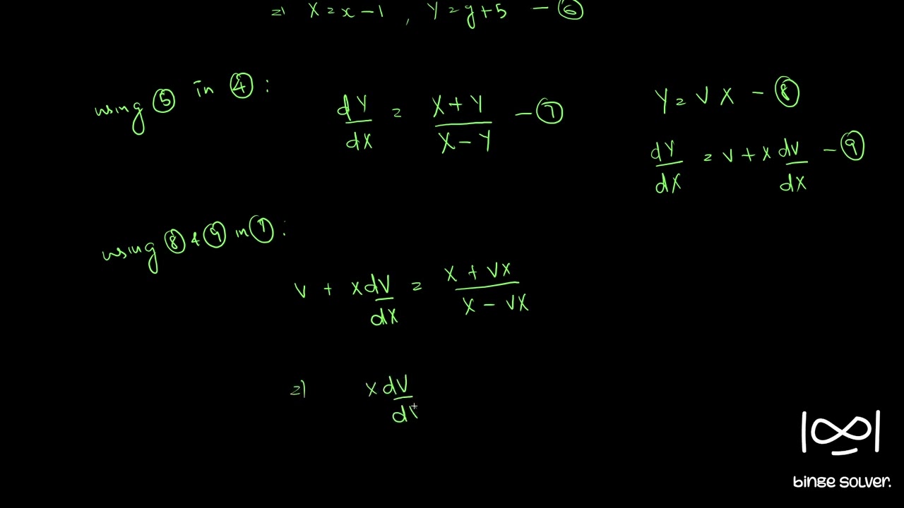 Q138 Solve dy/dx = (x+y+4)/(x-y-6)