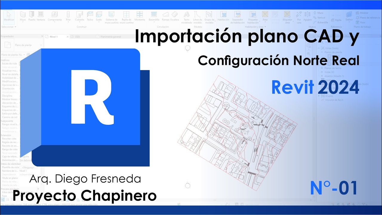 01 Importación plano CAD y norte real en Revit 2024