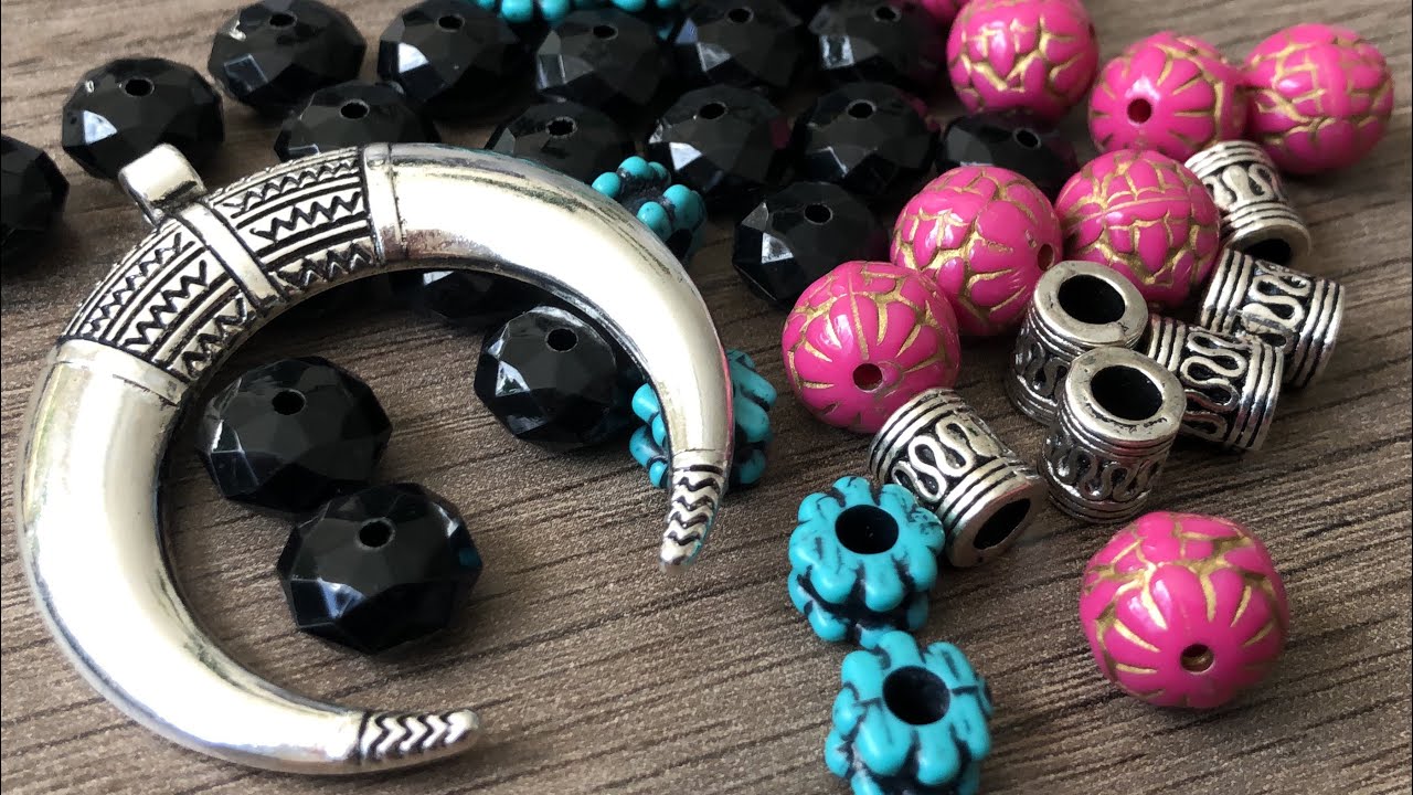 Color Blocked Beaded Leather Necklace Tutorial!! 💗💙🖤