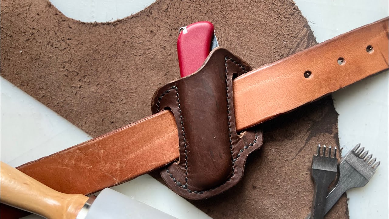Making a Leather Sheath for a Swiss Army Knife - No Speaking