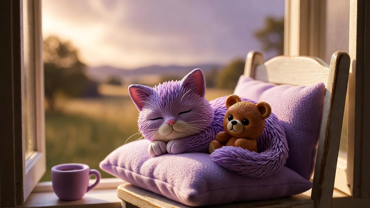 Tigra & Bear: A Cuddly New Friend Joins the Nap (50 min Cozy Cat Nap) 🐈🤎🧸 No Music, No Talking