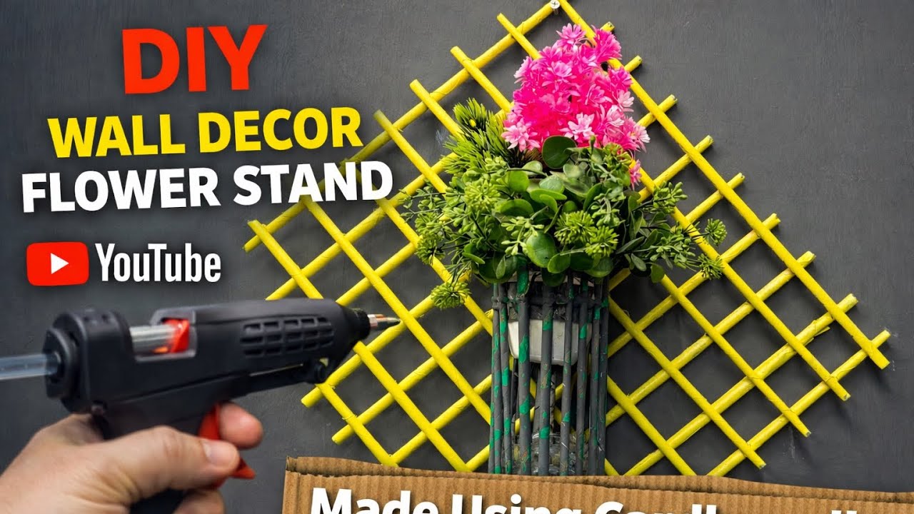 DIY Wall Decor Flower Stand | Beautiful Cardboard Craft for Home Decor