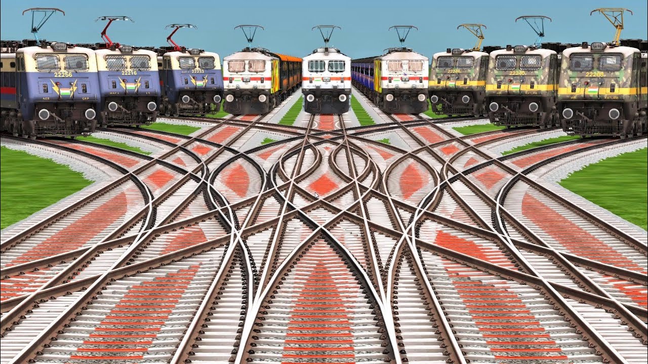 🚄 Super Fast Indian Trains Crossing on Extreme Bumpy Track💥 High Speed Train Showdown on Rough India