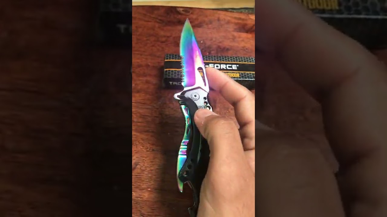 How to open and close Tac-Force spring assist switch blade pocket knife.