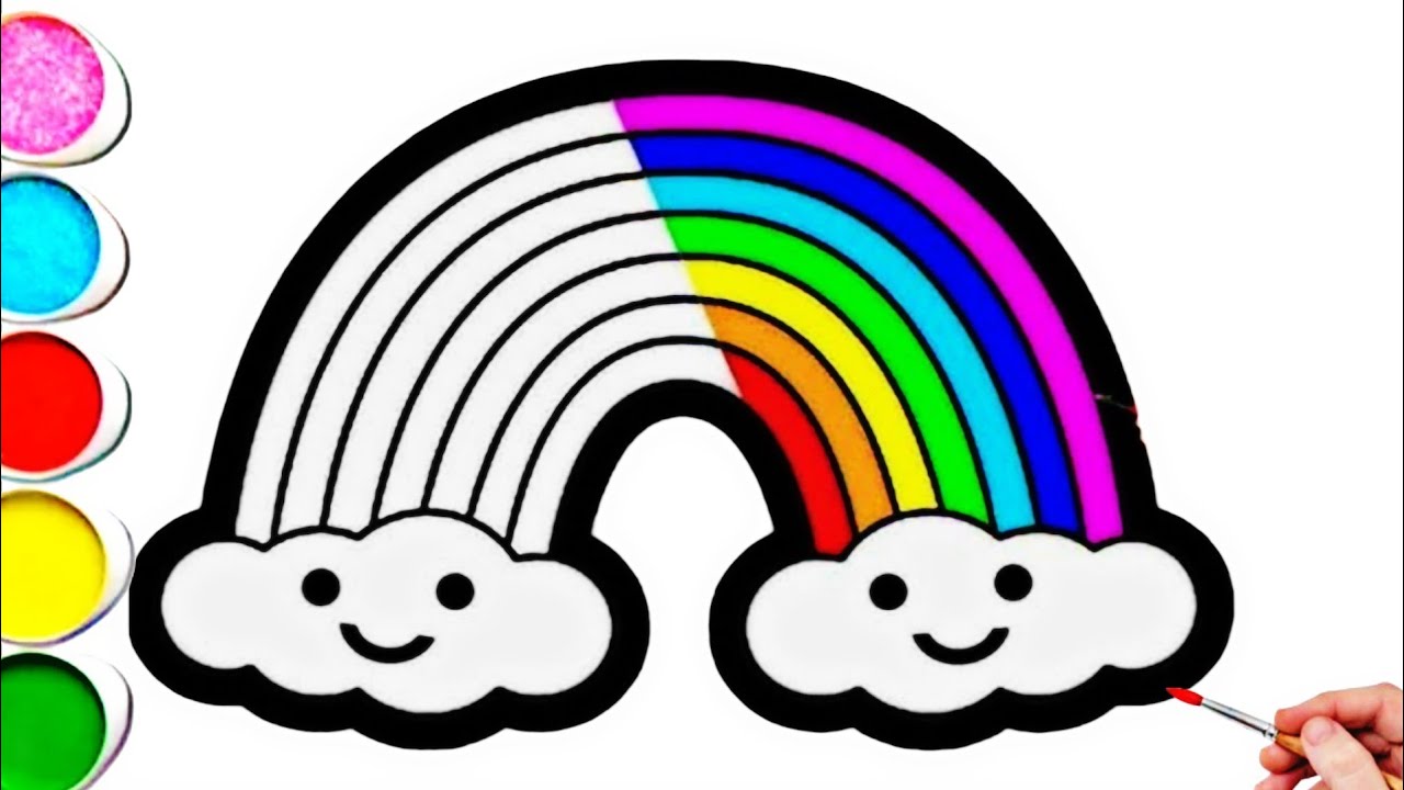 Cute Rainbow Cloud Drawing, Painting & Coloring For Kids and Toddlers_ Kids Art 