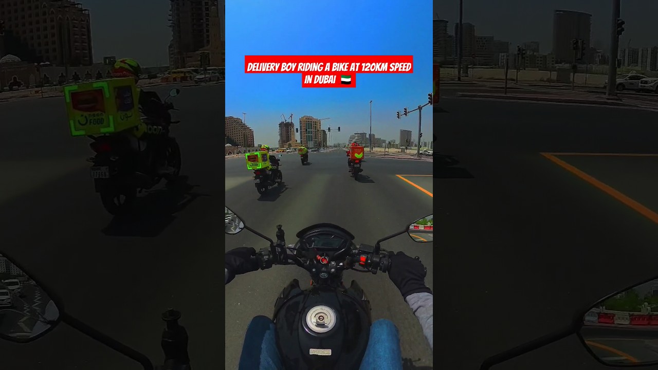 Delivery boy riding a bike at 120km speed in Dubai 🇦🇪 #dubai #mirzaking #deliveryboy #bikelover