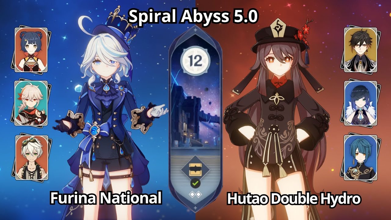C0 Furina National & C0 Hutao Double Hydro - Spiral Abyss 5.0 Floor 12 Genshin Impact