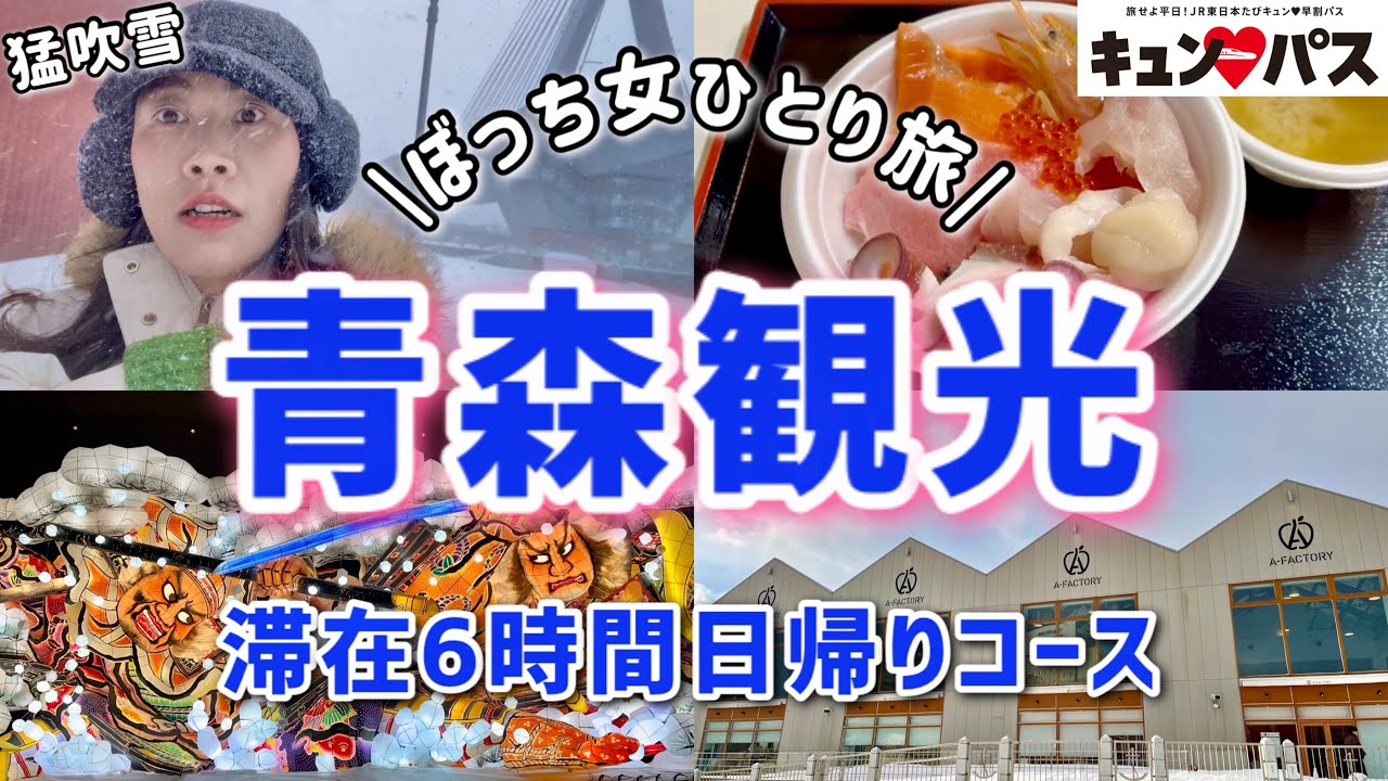 【女ひとり旅】大雪のキュンパス青森観光1万円で弾丸日帰り旅行🍎