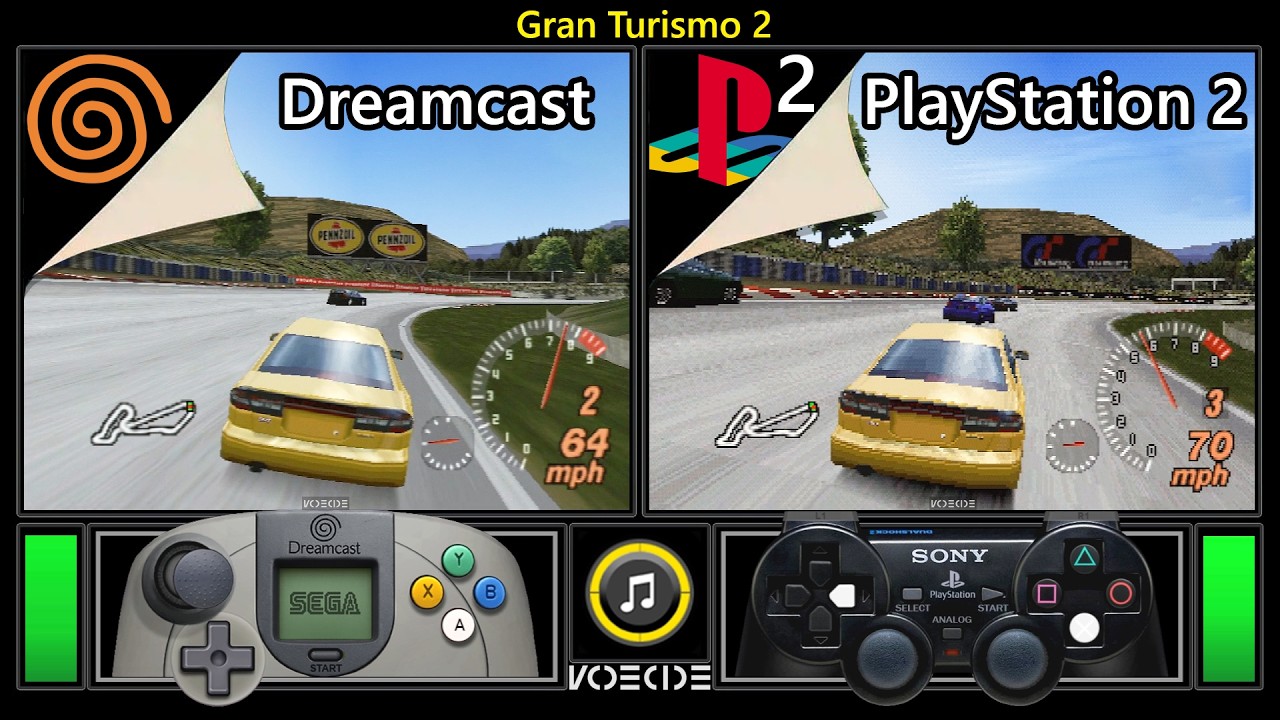 Gran Turismo 2 (Dreamcast vs PlayStation 2 Slim) Real Hardware Comparison