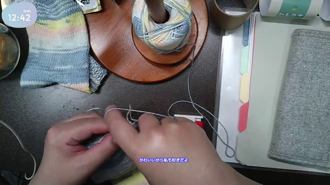 【Knitting】 マジックコードと靴下編みの練習 甲と底を編む Magic cord and sock knitting practice: knitting the upper and sole