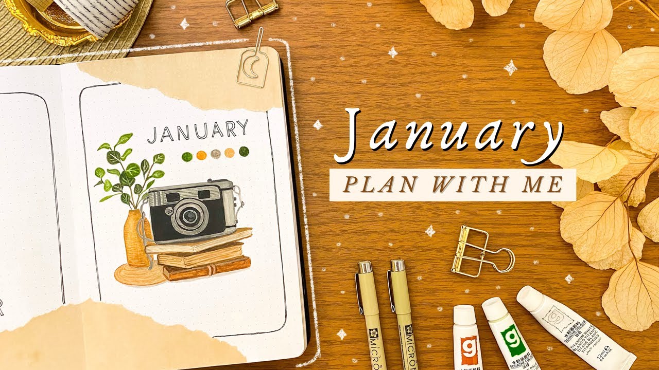 PLAN WITH ME • January Bullet Journal Setup 2022 📹 Vintage Camera Theme with Gouache