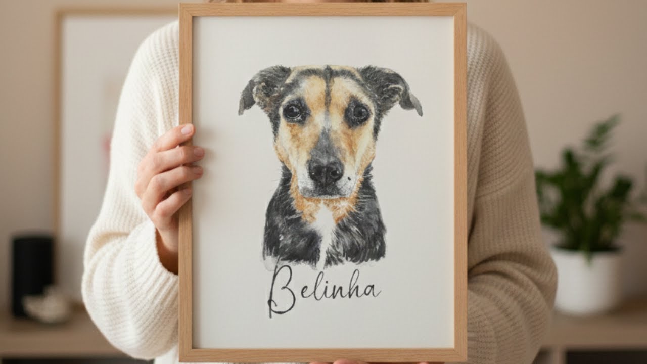 Watercolor Memorial Portrait of a Mixed Breed Dog | Honoring a Beloved Pet - Belinha