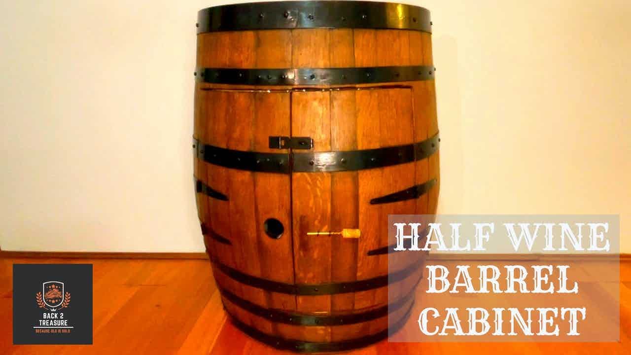 Half Wine Barrel Drinks Cabinet (Oak barrel)