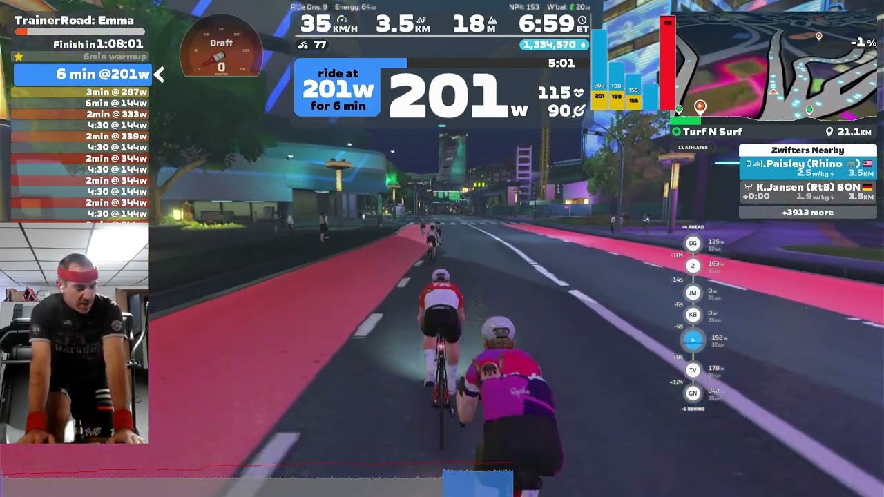 Trainer Road Workout Emma for TDZ 1of6 on Turf n Surf