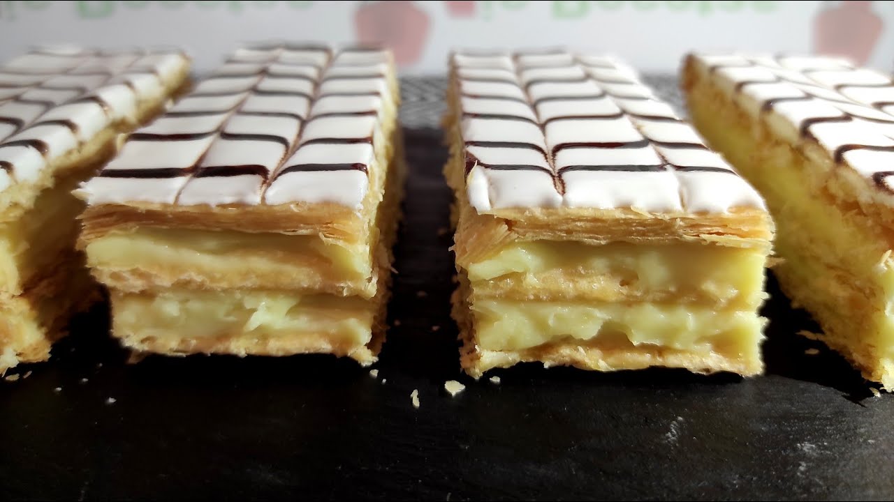 Milhojas crujiente de Crema Pastelera o Milles Feuilles | ميلفاي | Mis Recetas Marroquí