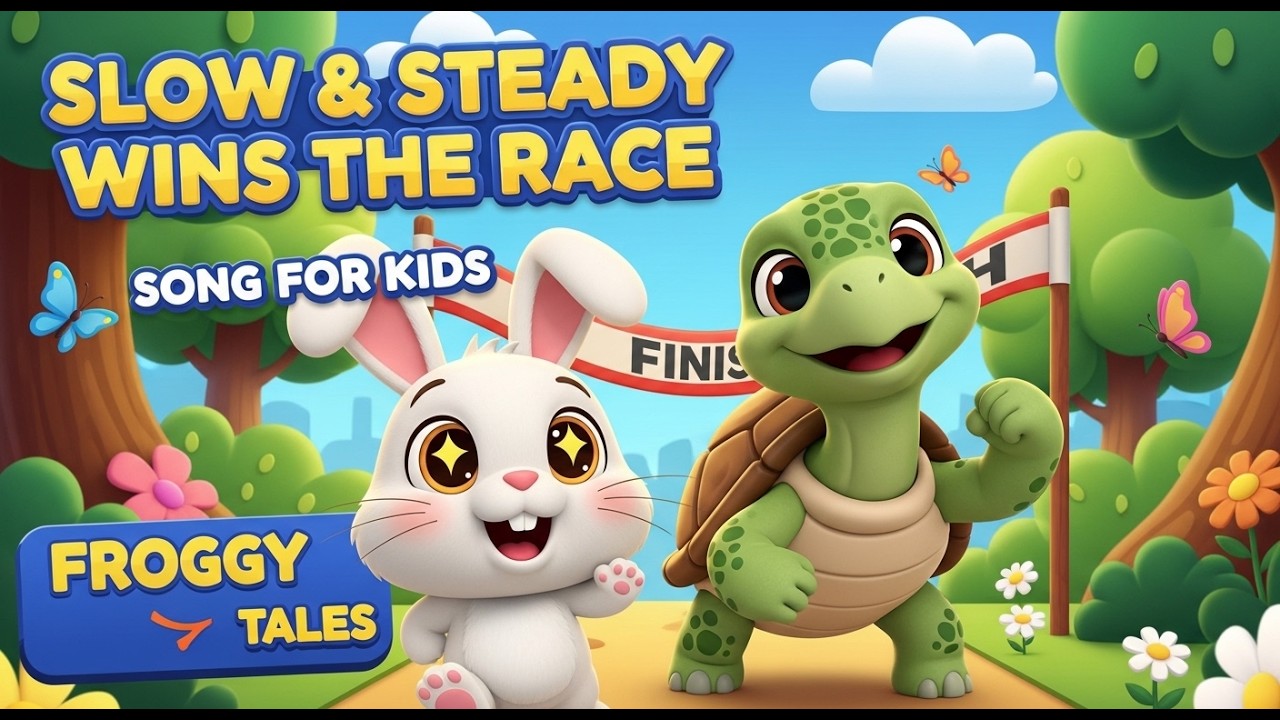 The Rabbit and the Tortoise Songs for Toddlers | Slow and Steady Wins the Race | Kids Cartoon Story
