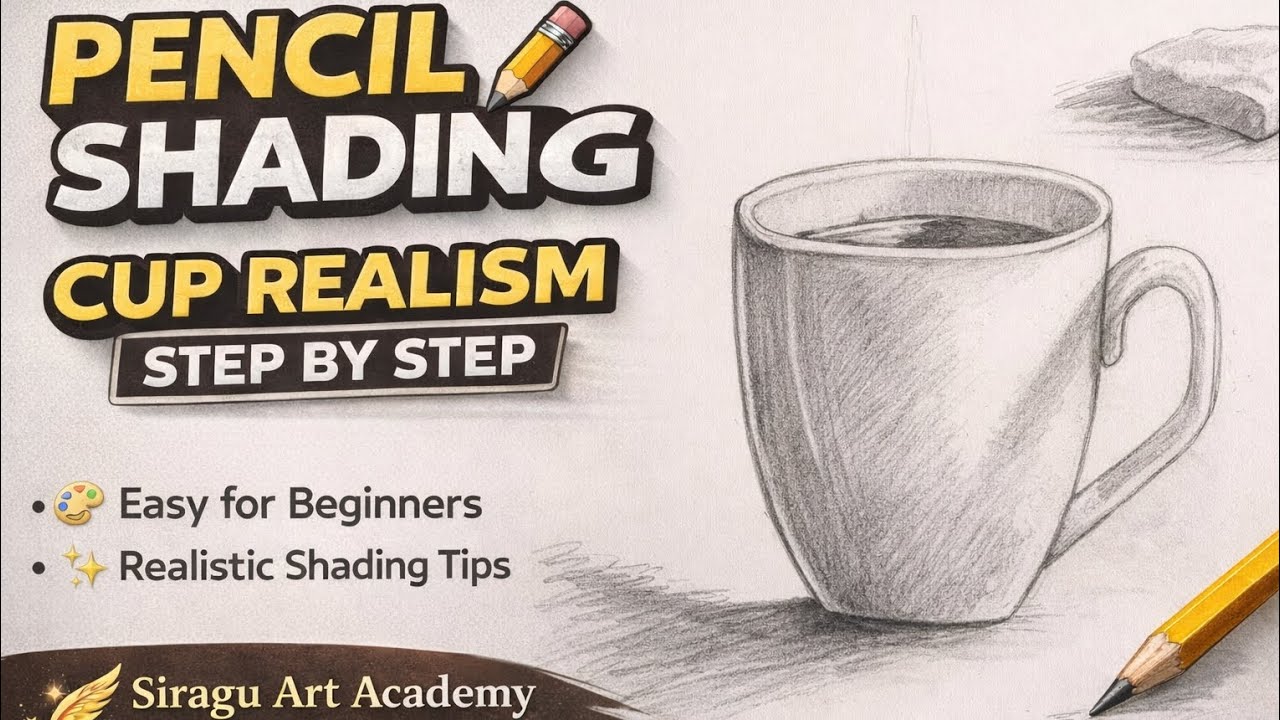Cup Drawing Pencil Shading | Step by Step for Beginners | Tamil Tutorial
