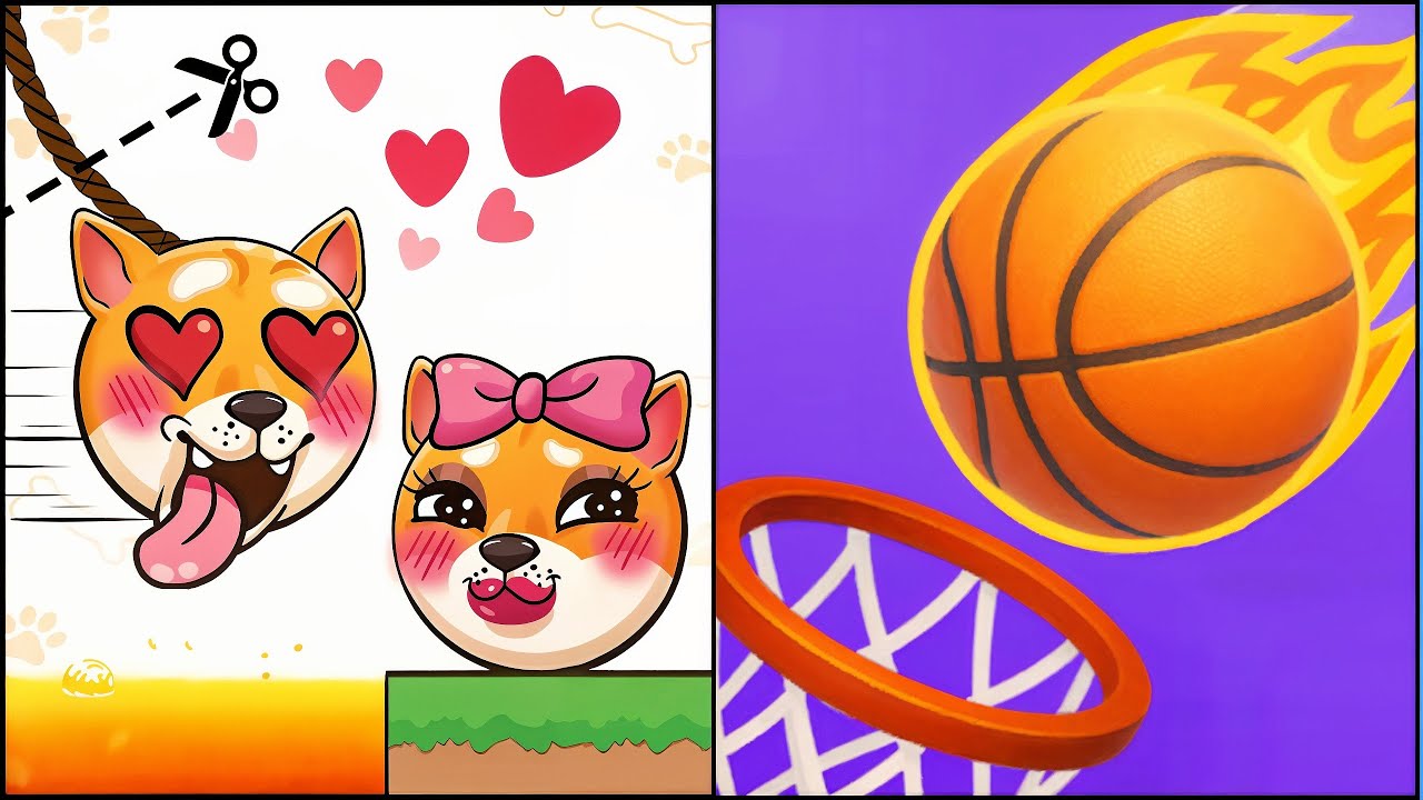 Rope Dog Cut to Save VS Dunk Dude Basketball Game - All Levels SpeedRun Gameplay