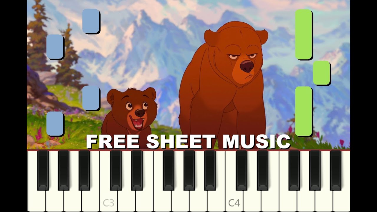 ON MY WAY from Brother Bear, 2003, Piano Tutorial with free Sheet music (pdf)
