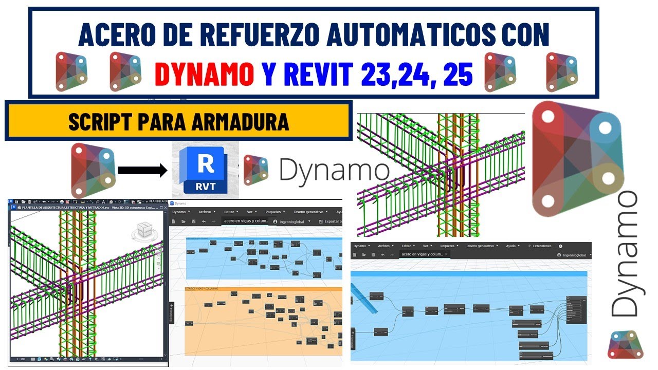 ACEROS DE REFUERZO AUTOMATICO EN VIGAS,COLUMNAS CON DYNAMO Y REVIT 2023,2024,2025