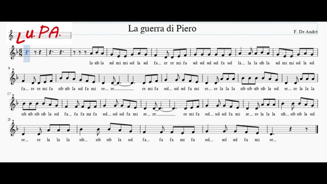 La guerra di Piero - Flauto dolce - Note - Spartito - Canto - Tutorial - Recorder